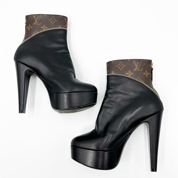 Louis Vuitton LV Monogram Afterglow Platform Leather Boots EU 37 US 7 - Picture 8 of 16